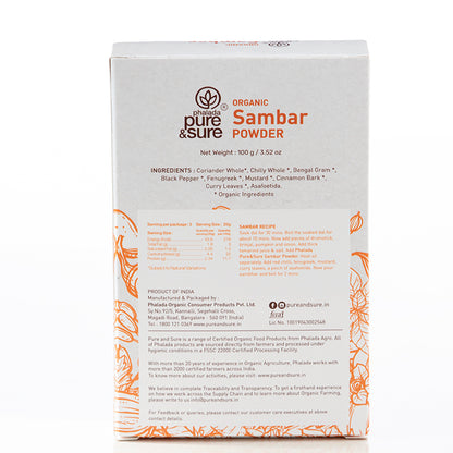 Pure and Sure Organic Sambar Powder (100gm)