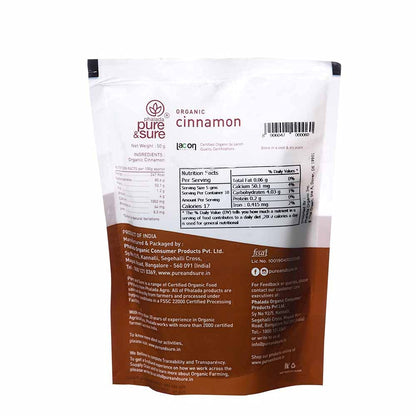 Pure & Sure Organic Cinnamon Bark (50gm)